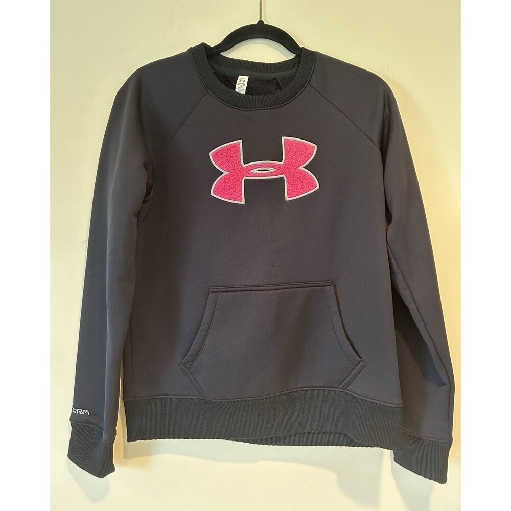 Under Armour Women’s Storm Black W/Pink Logo Pullover Sweatshirt Size M - EUC